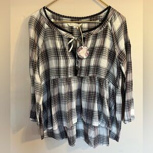 NWT Odd Molly Plaid Blouse Size 1 Small